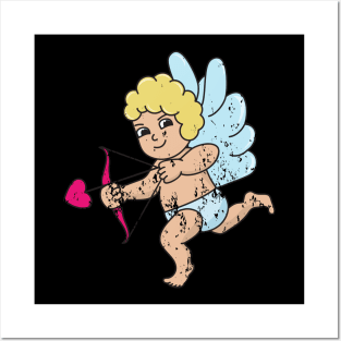 Retro Vintage Grunge Valentine's Day Cupid Posters and Art